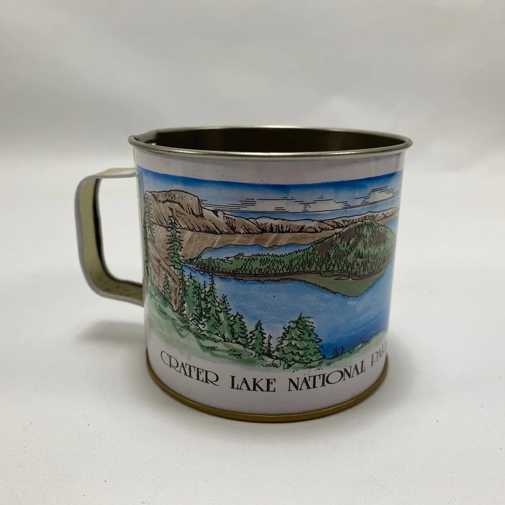 Vintage Crater Lake National Park Tin Cup Souvenir Collectible Wizard Island